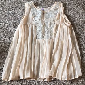 Pleated cream floral blouse